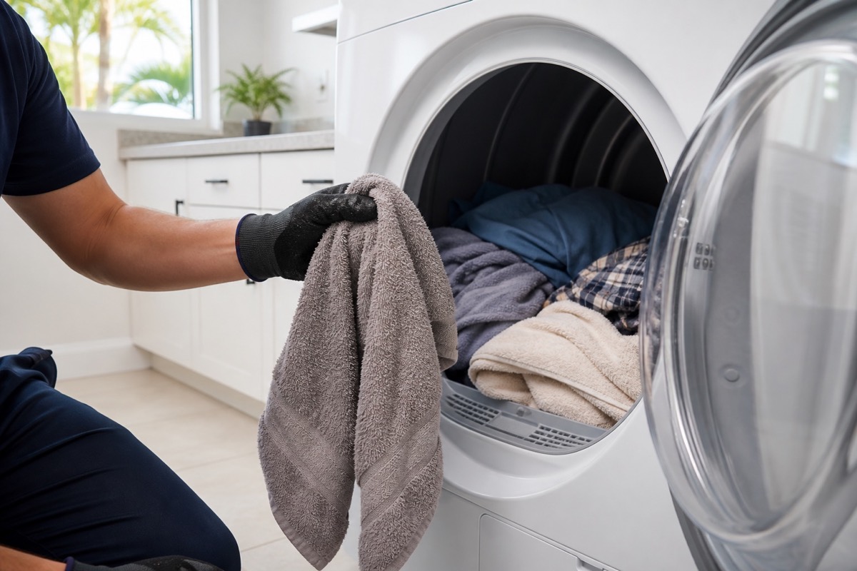 Front-load dryer with damp towels during a long drying time diagnosis