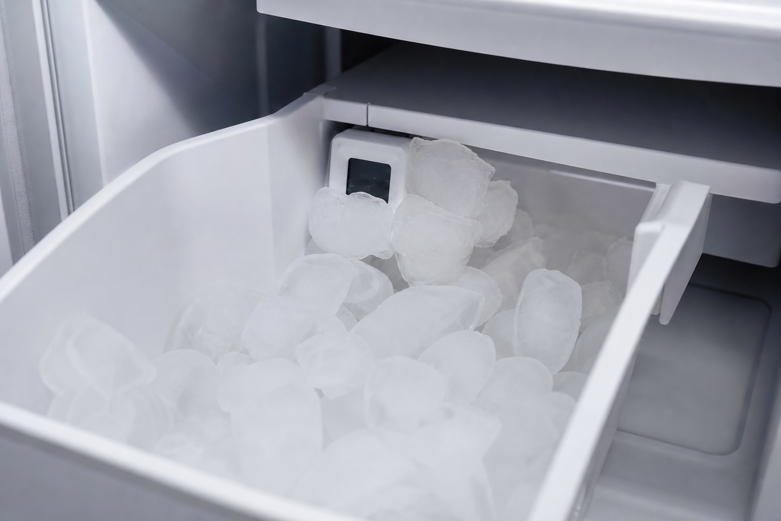 Clumped ice near the ice bin level sensor area