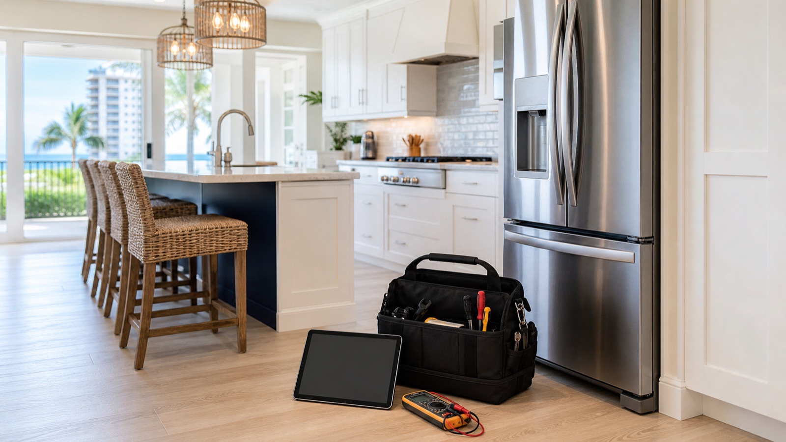 Bonita Springs appliance repair booking visual in a bright home