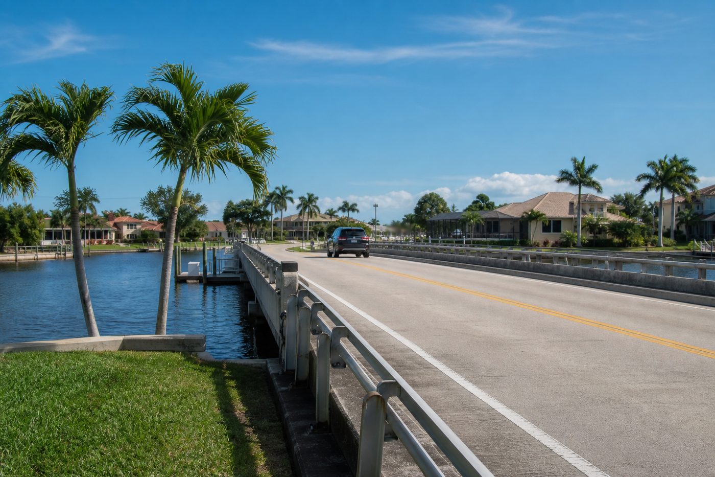 Cape Coral local bridge and waterfront service area visual