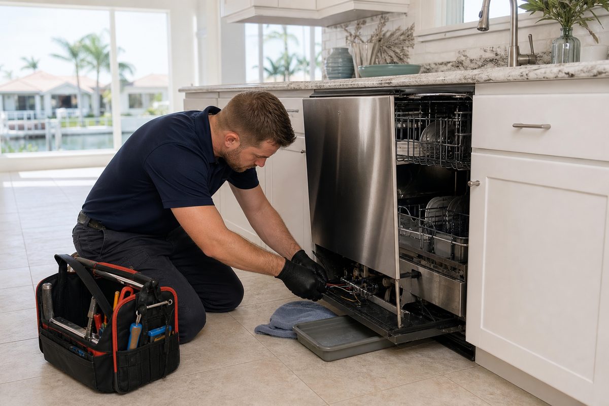 Dishwasher repair visual for Cape Coral appliance service