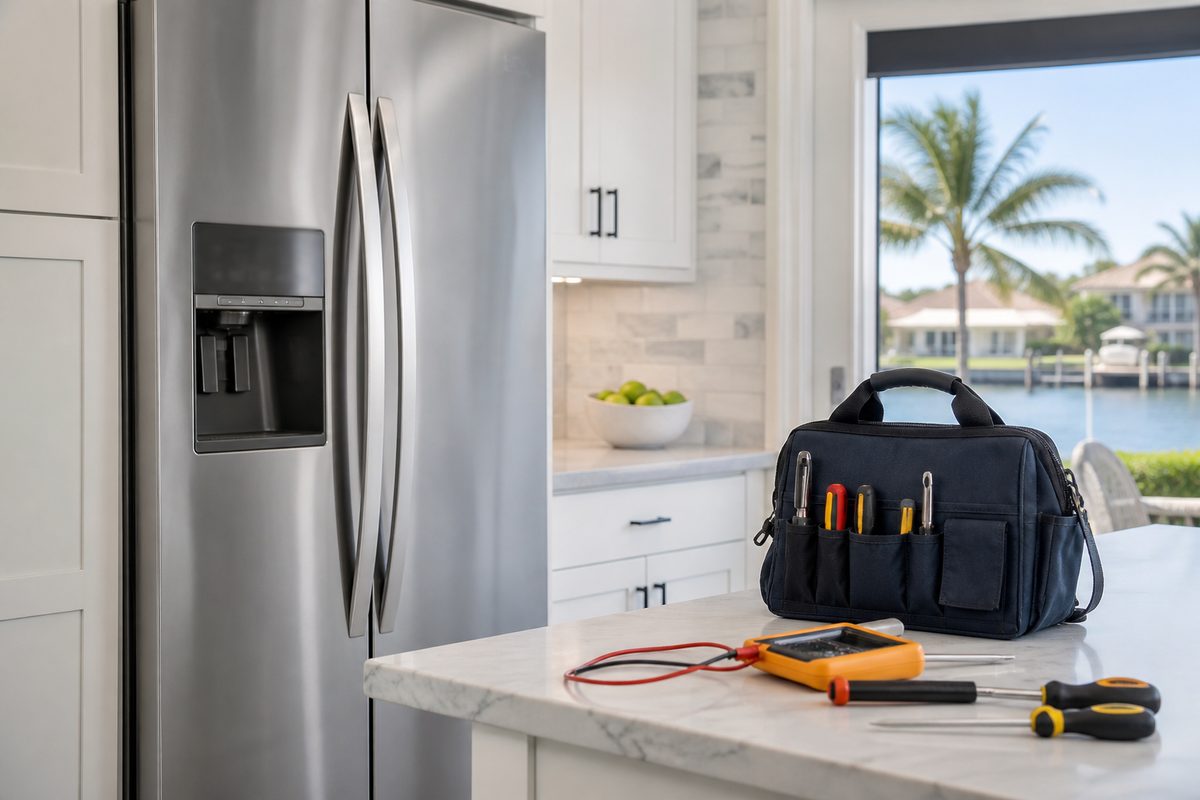 Cape Coral appliance repair booking visual in a bright home