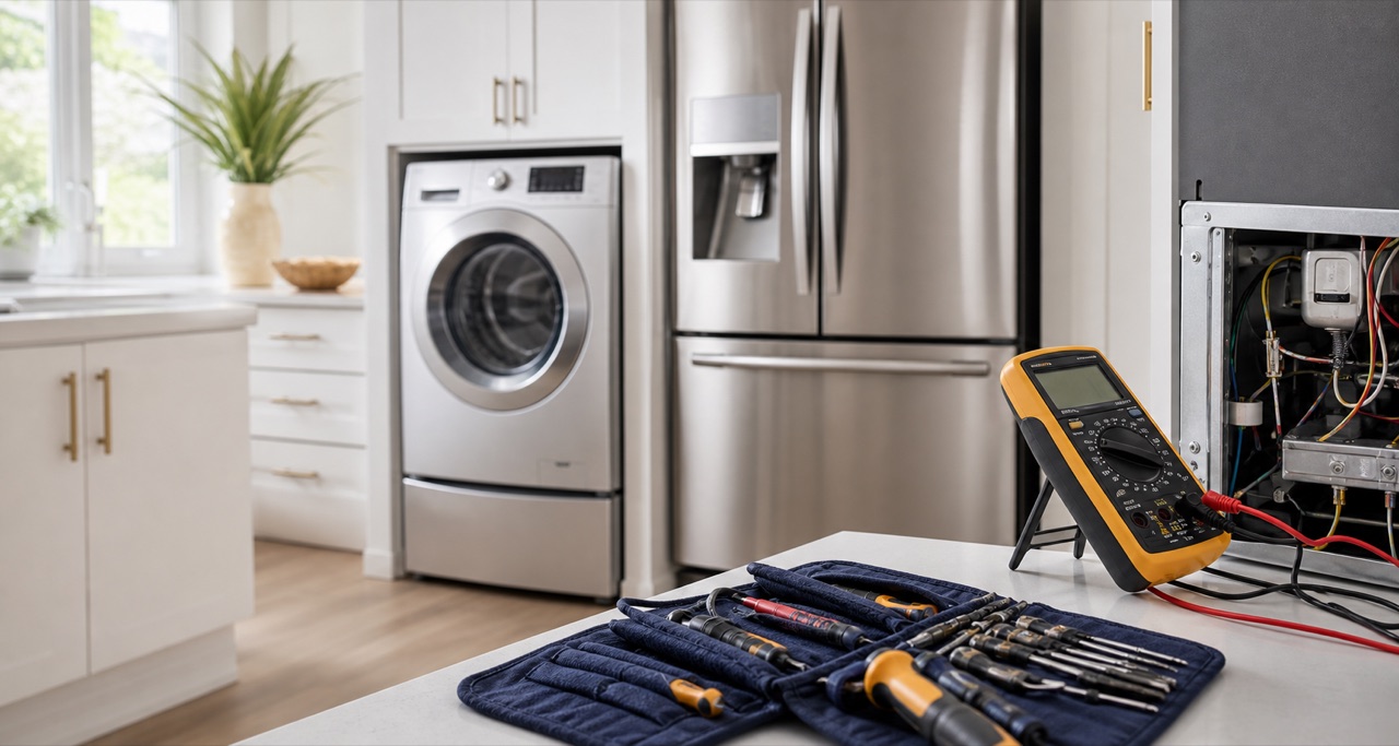 Appliance repair booking support visual for FAQ page