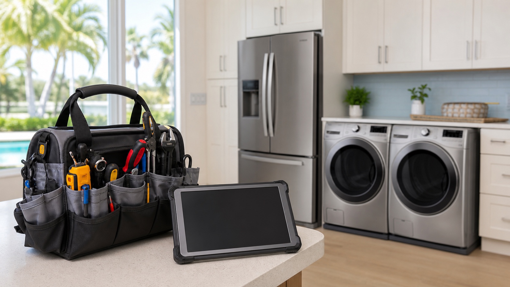 Fort Myers appliance repair booking visual in a bright home