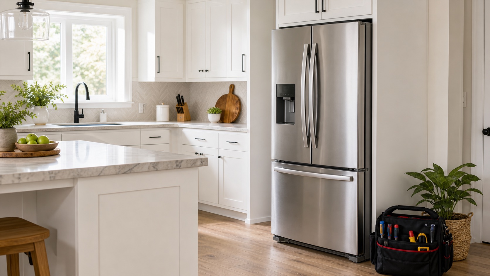 Bright kitchen refrigerator repair FAQ visual