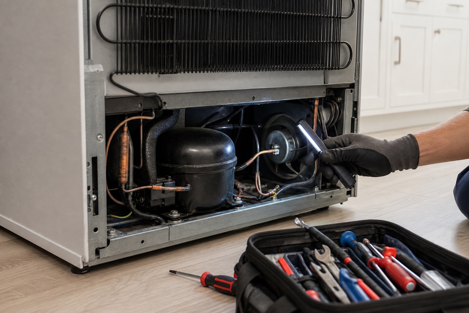 Mechanical area of a refrigerator related to loud buzzing noise