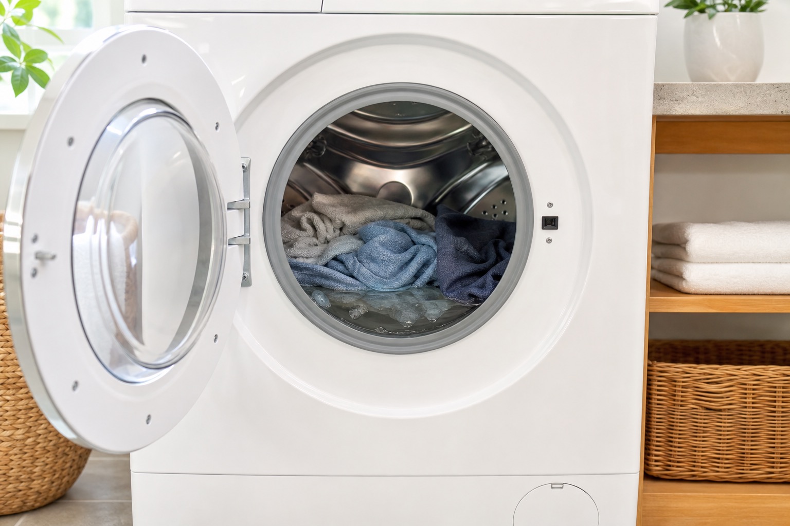Front-load washer with standing water during a drain problem