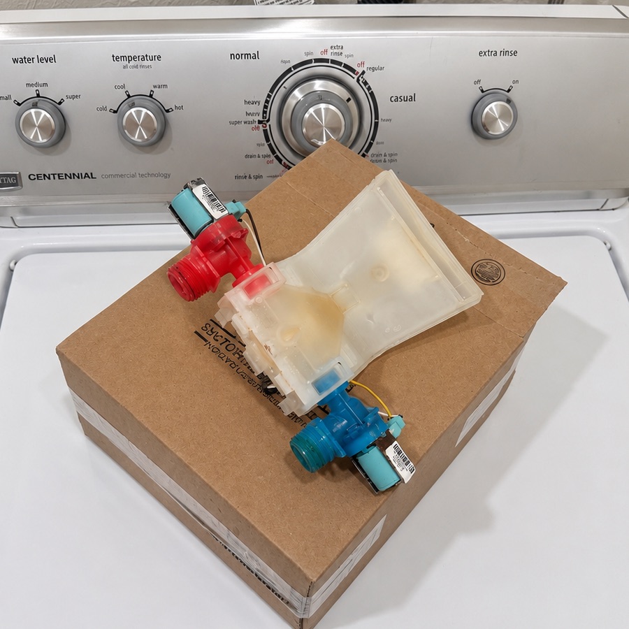 Water inlet valve assembly replaced on a Maytag MWWC300VW1 washer
