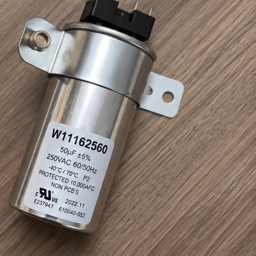 W11162560 50 microfarad motor run capacitor used for a Whirlpool WTW5100HW2 washer repair