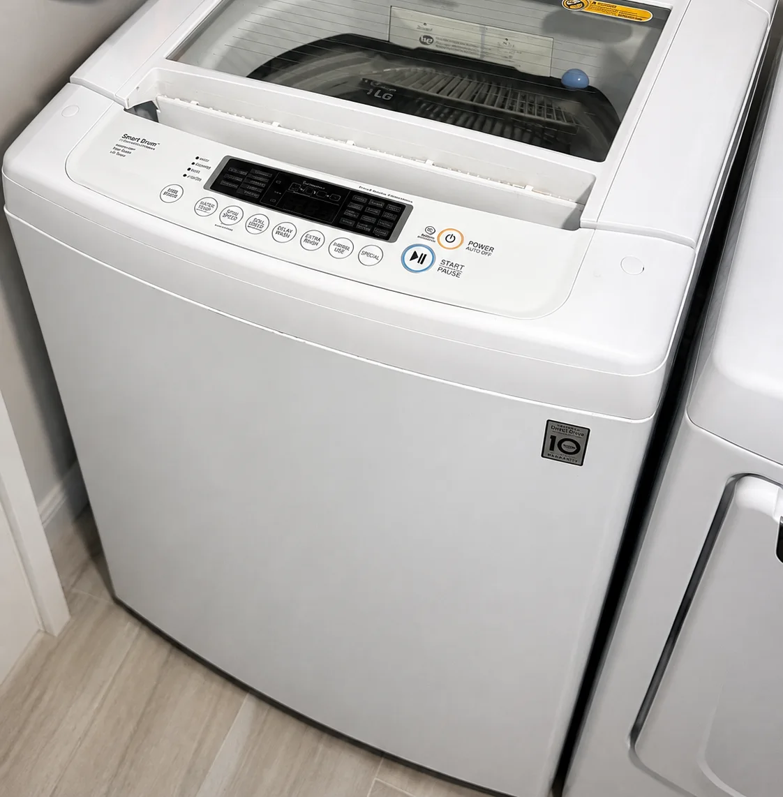 LG WT1101CW top-load washer repaired during a Sanibel washer control board replacement service call