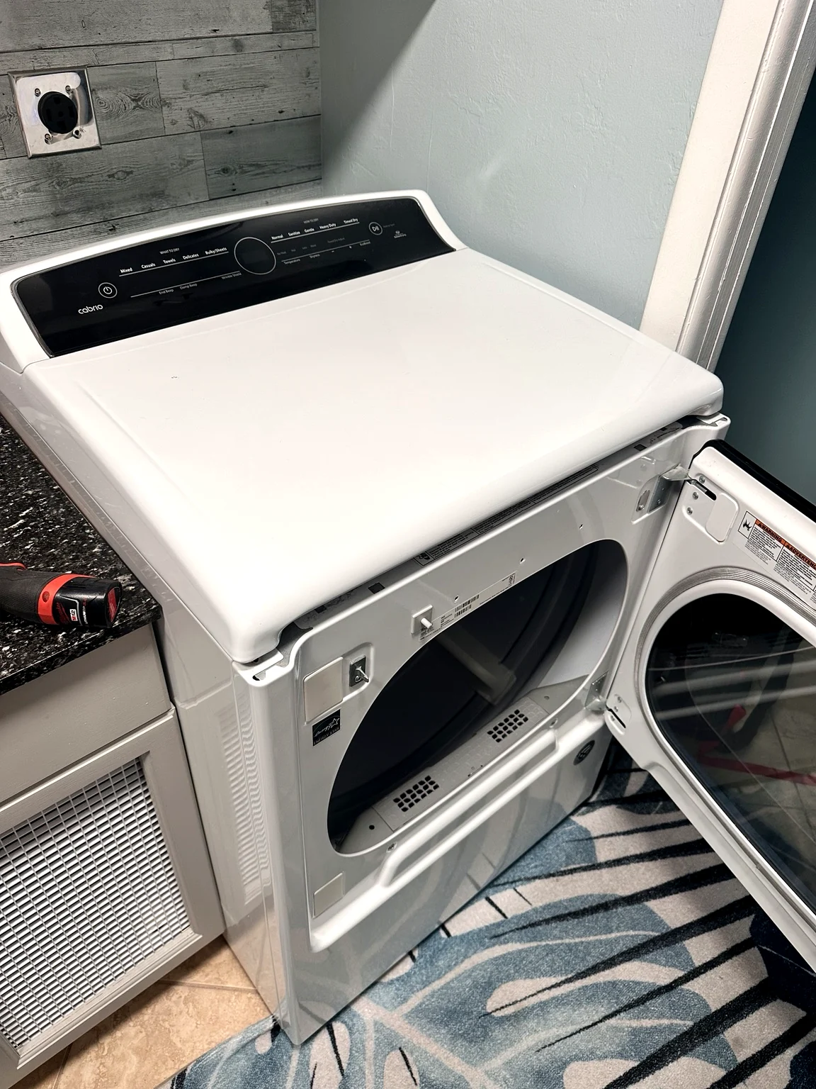 Whirlpool WED8000DW4 dryer during drum roller repair